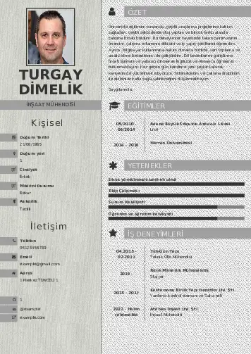 İnşaat Mühendisi Cv Örnekleri cv indir